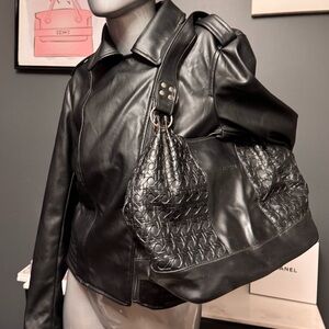 Crisan Black Faux-Leather Shoulder Bag